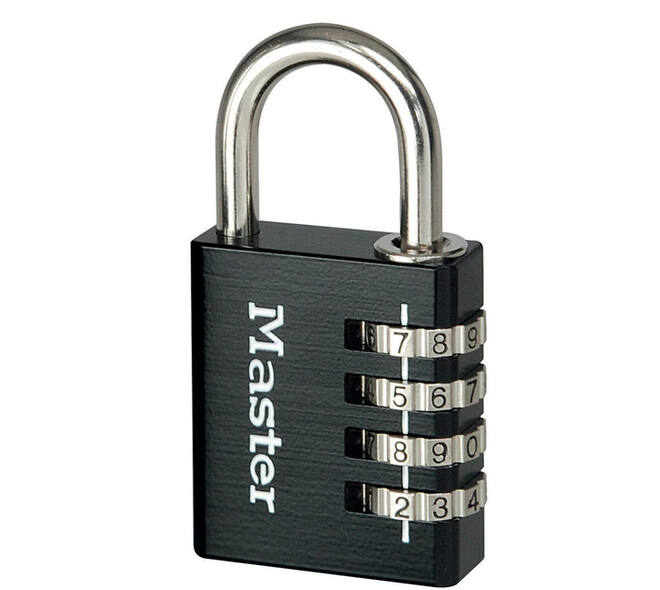 Hangslot MasterLock combinatieslot aluminium + hoofdsleutel 40mm