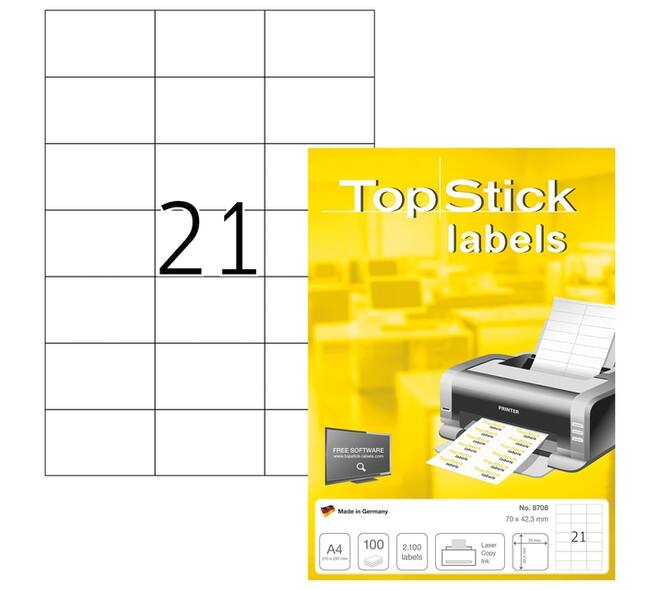 Etiket TopStick 8708 70x42.3mm wit 2100 stuks