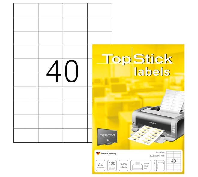 Etiket TopStick 8698 52.5x29.7mm wit 4000 stuks