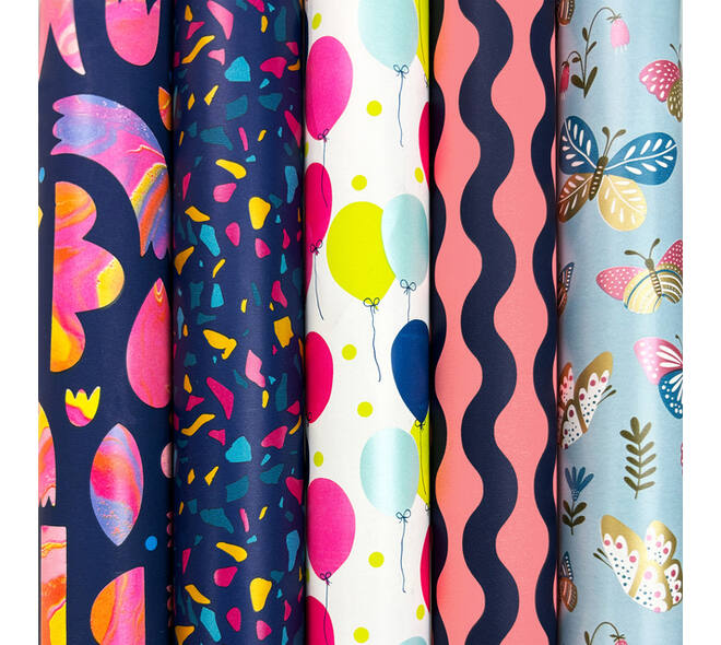 Inpakpapier Rotolux Celebration 200x70cm assorti