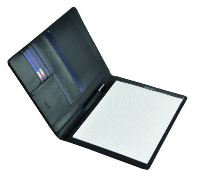 Schrijfmap DESQ A4 leder zwart
