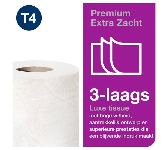 Toiletpapier Tork T4 Premium 3-laags 56x155 vel wit 110319
