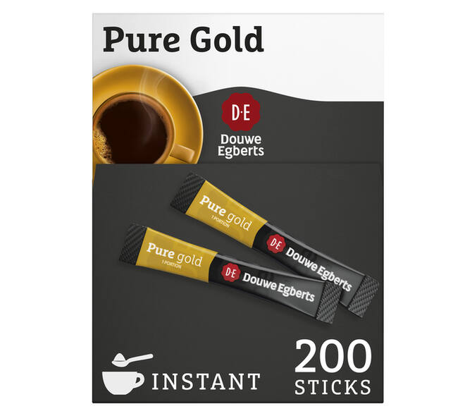 Koffie Douwe Egberts pure gold instant sticks doos 200 stuks