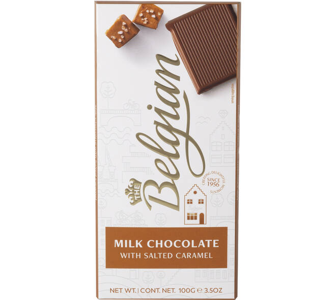 Chocolade The Belgian melk karamel zout reep 100 gram
