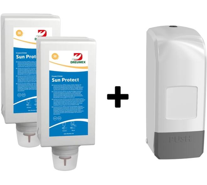 Zonnebrandcrèmedispenser Dreumex Sun Protect startpakket wit