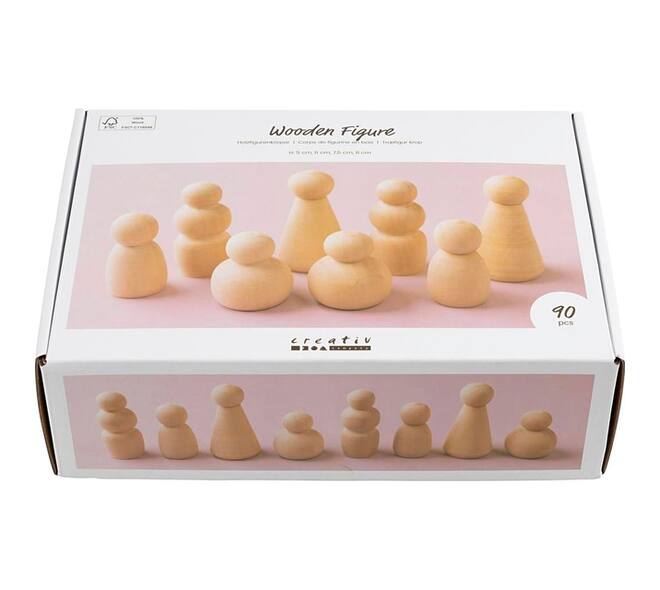 Figuurtjes Creativ Company hout doos à 90 stuks