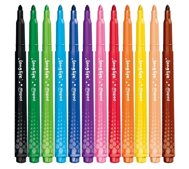 Viltstift Maped Color'Peps Long Life 2.0 set à 12 stuks assorti