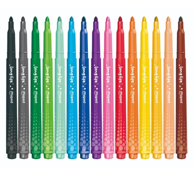 Viltstift Maped Color'Peps Long Life 2.0 doos à 15 stuks assorti