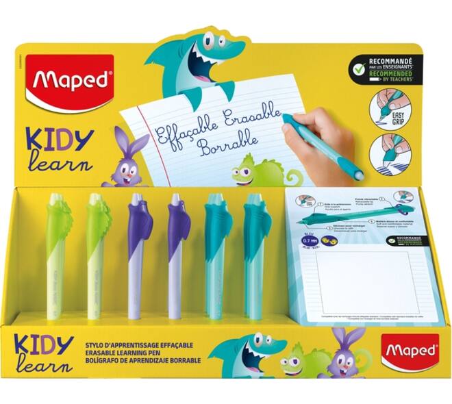 Oefenpen Maped Kidy Learn Magic uitwisbaar display à 18 stuks assorti
