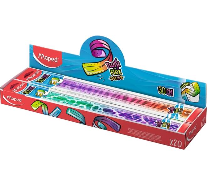 Liniaal Maped Twist 'n Flex Decor Animals 30cm assorti display à 20st