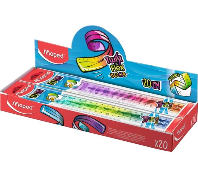 Liniaal Maped Twist 'n Flex Decor Animals 20cm assorti display à 20st