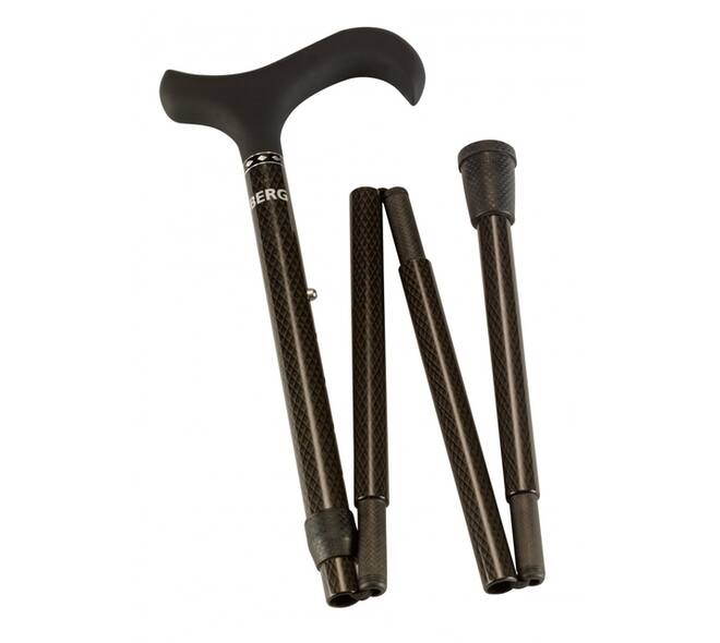 Wandelstok Able2 opvouwbaar carbon soft derby handvat zwart