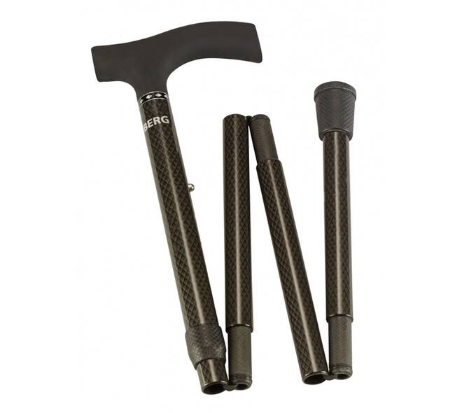 Wandelstok Able2 opvouwbaar carbon soft recht handvat zwart