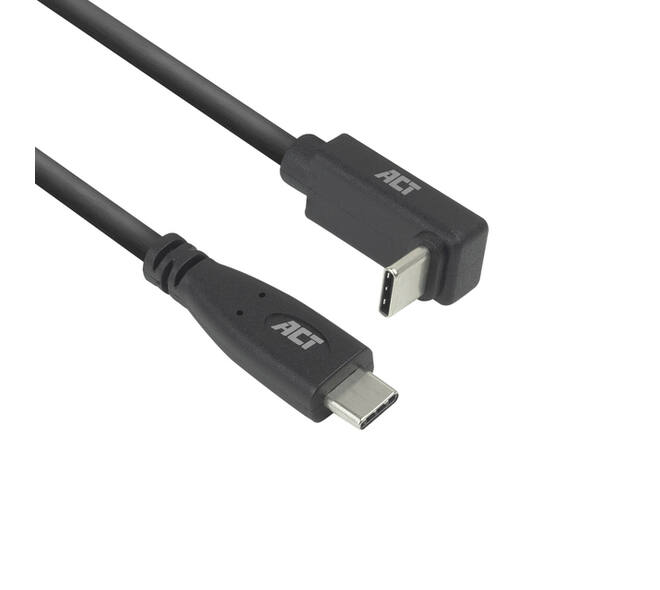 Kabel ACT USB-C standaard naar USB-C hoek boven/beneden 10Gbps 1m