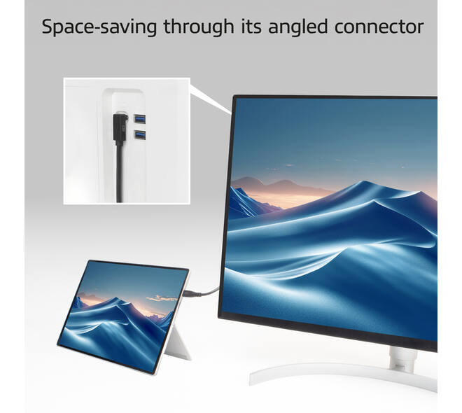 Kabel ACT USB-C standaard naar USB-C hoek boven/beneden 10Gbps 1m