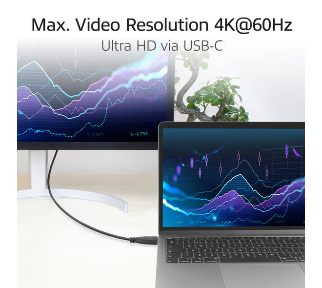Kabel ACT USB-C standaard naar USB-C hoek boven/beneden 10Gbps 1m