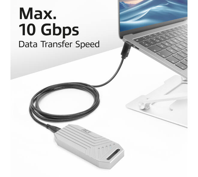 Kabel ACT USB-C standaard naar USB-C hoek boven/beneden 10Gbps 1m