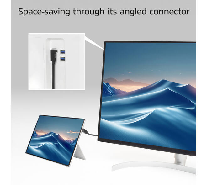 Kabel ACT USB-C hoek boven/beneden 10Gbps 1m