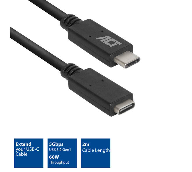 Kabel ACT USB 3.0 to USB-C verlengkabel 2m