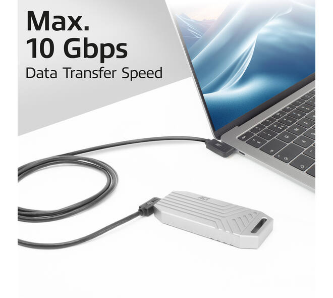 Kabel ACT USB-C hoek links/rechts 10Gbps 2m