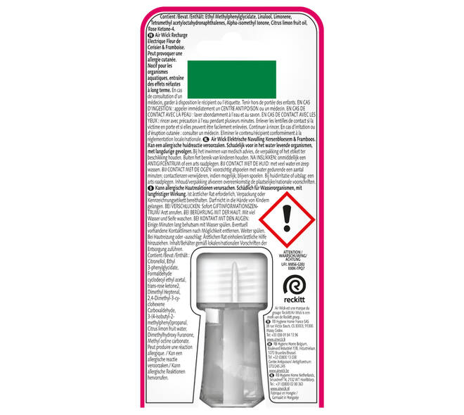 Luchtverfrisser AirWick Electrical Kersenbloesem & Framboos refill 19ml