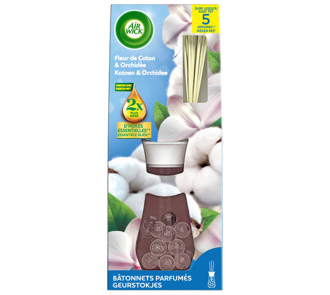 Geurstokjes AirWick Essential Oil Katoen & Orchidee 25ml