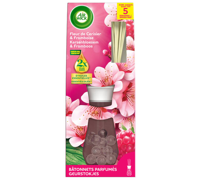 Geurstokjes AirWick Essential Oil Kersenbloesem & Frambozen 25ml