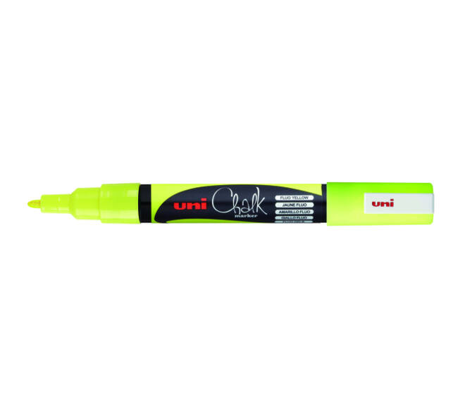 Krijtstift Uni-ball chalk rond 0.9-1.3mm  fluor geel
