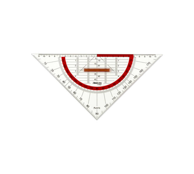 Geodriehoek Aristo GEOCollege 220mm met greep transparant