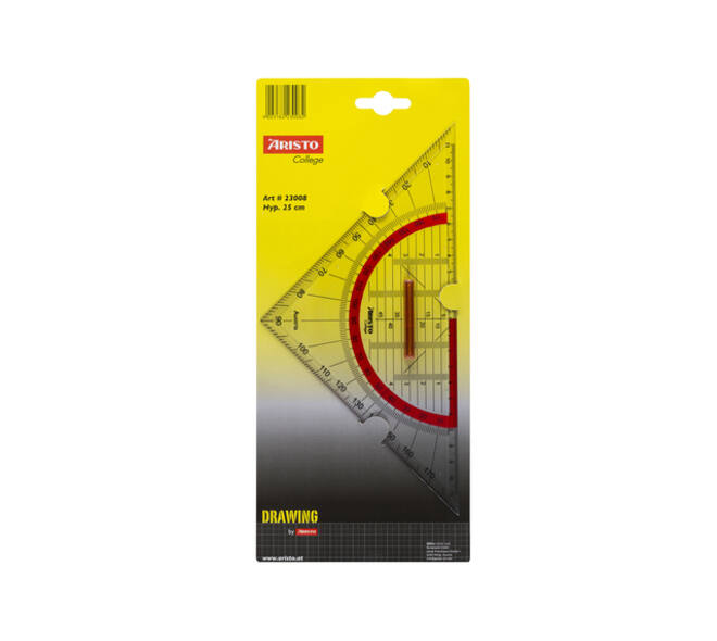 Geodriehoek Aristo GEOCollege 220mm met greep transparant