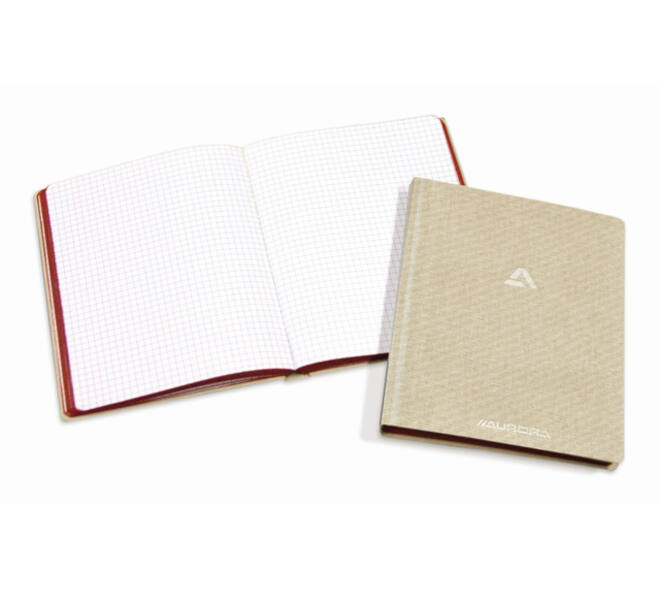 Notitieboek Aurora A5 ruit 5x5mm 192 pagina's 80g linnen grijs