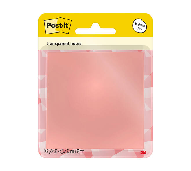 Memoblok Post-it 3M 73x73mm Transparant roze