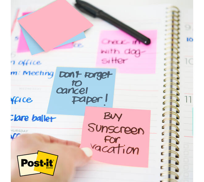Memoblok Post-it 3M 73x73mm Transparant roze