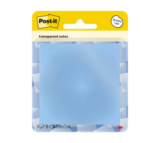 Memoblok Post-it 3M 73x73mm Transparant blauw