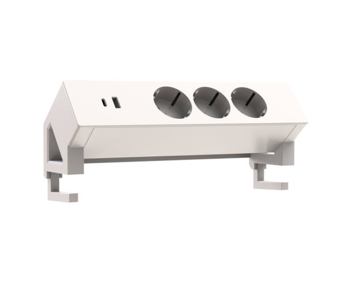 Stekkerdoos Euroseats opbouw 3 voudig USB A+C wit