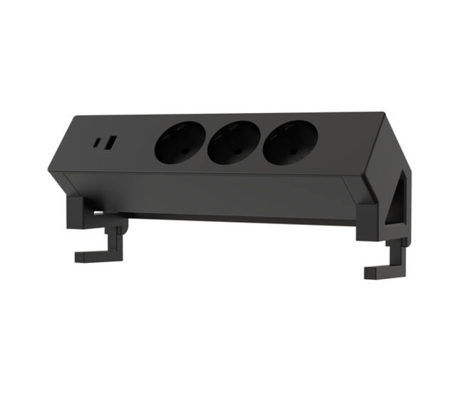 Stekkerdoos Euroseats opbouw 3 voudig USB A+C zwart