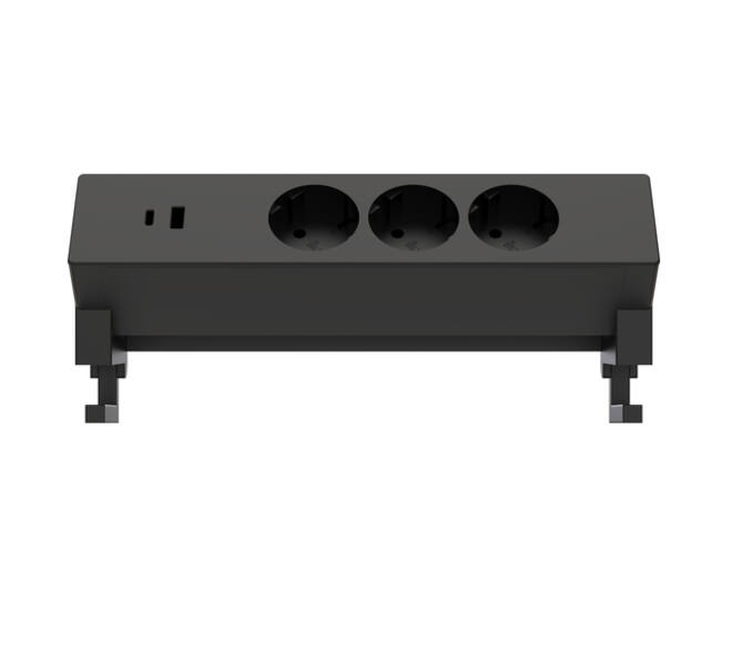 Stekkerdoos Euroseats opbouw 3 voudig USB A+C zwart