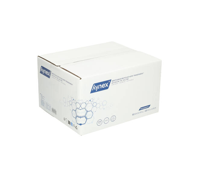 Afvalzak Hynex 50x55cm HDPE recycled T15 25L transparant rol à 50 stuks