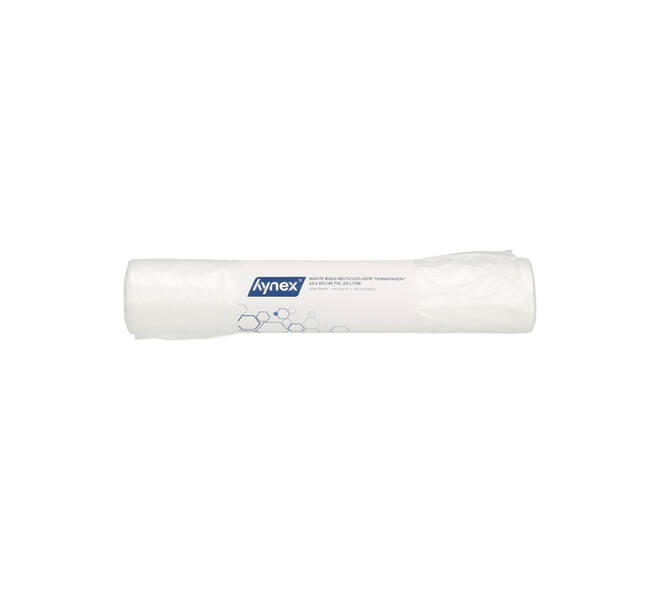 Afvalzak Hynex 45x50cm HDPE recycled T15 20L transparant rol à 50 stuks