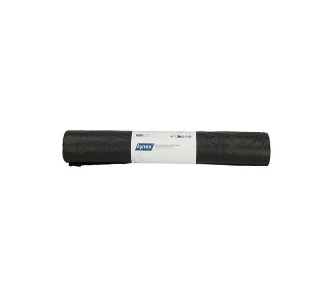 Afvalzak Hynex 60x80cm HDPE recycled T25 60L zwart rol à 25 stuks