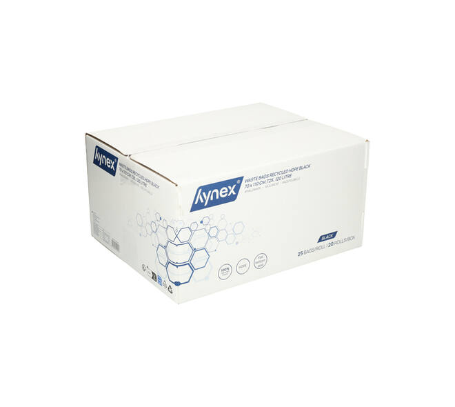 Afvalzak Hynex 70x110cm HDPE recycled T25 120L zwart rol à 25 stuks