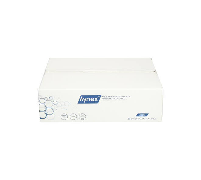 Afvalzak Hynex 70x110cm LDPE recycled T40 120L blauw rol à 20 stuks