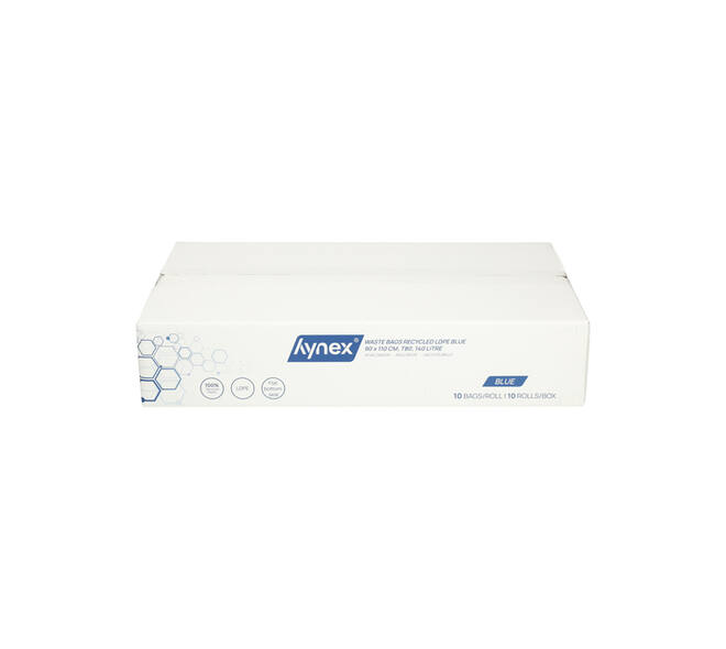 Afvalzak Hynex 90x110cm LDPE recycled T80 140L blauw rol à 10 stuks