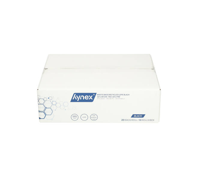 Afvalzak Hynex 60x80cm LDPE recycled T60 60L zwart rol à 20 stuks