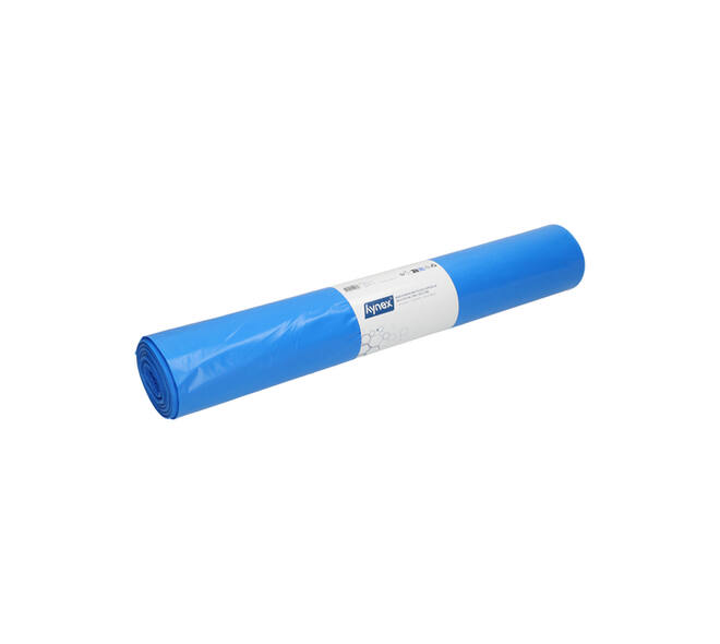 Afvalzak Hynex 80x110cm LDPE recycled T60 130L blauw rol à 20 stuks