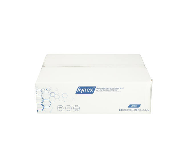 Afvalzak Hynex 80x110cm LDPE recycled T60 130L blauw rol à 20 stuks