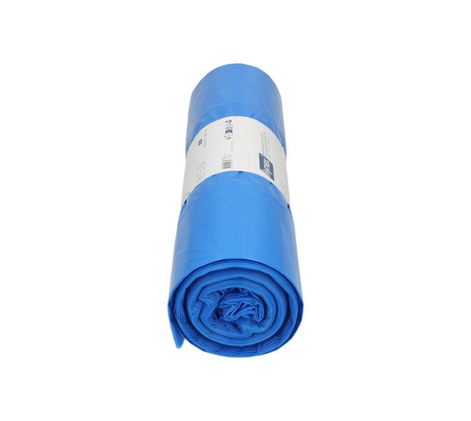 Afvalzak Hynex 65/25x135cm LDPE recycled T80 240L blauw rol à 10 stuks