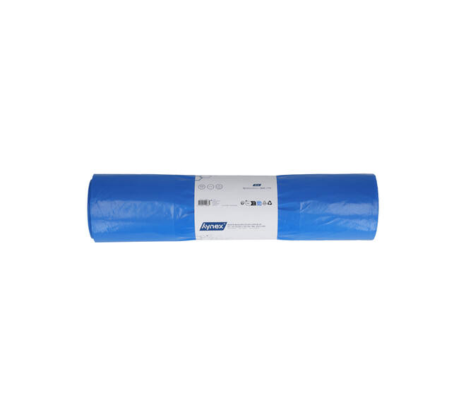 Afvalzak Hynex 65/25x135cm LDPE recycled T80 240L blauw rol à 10 stuks