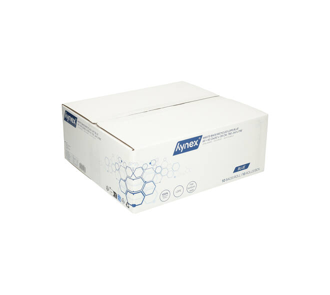 Afvalzak Hynex 65/25x135cm LDPE recycled T80 240L blauw rol à 10 stuks