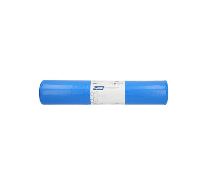 Afvalzak Hynex 70x110cm LDPE recycled T100 120L blauw rol à 20 stuks